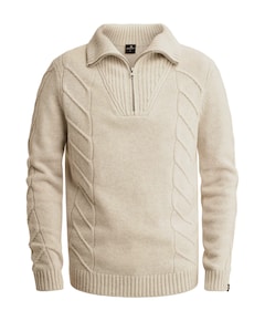 Heren trui met rits beige