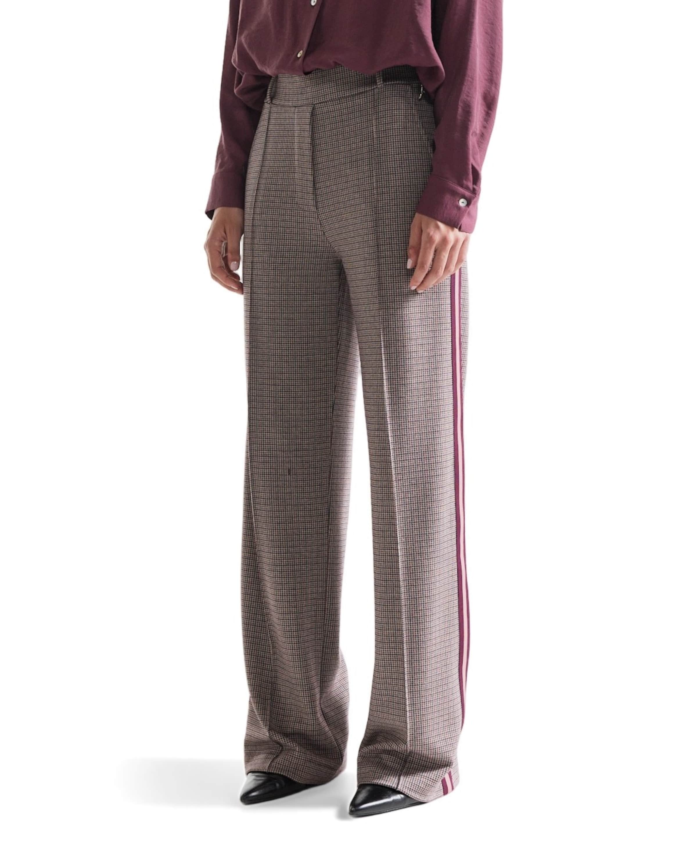 ALEIDOU BROEK hvpdp 404 pied de poule wide leg tap dames broek rood