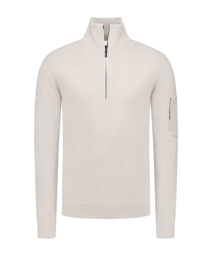 Heren trui met rits beige