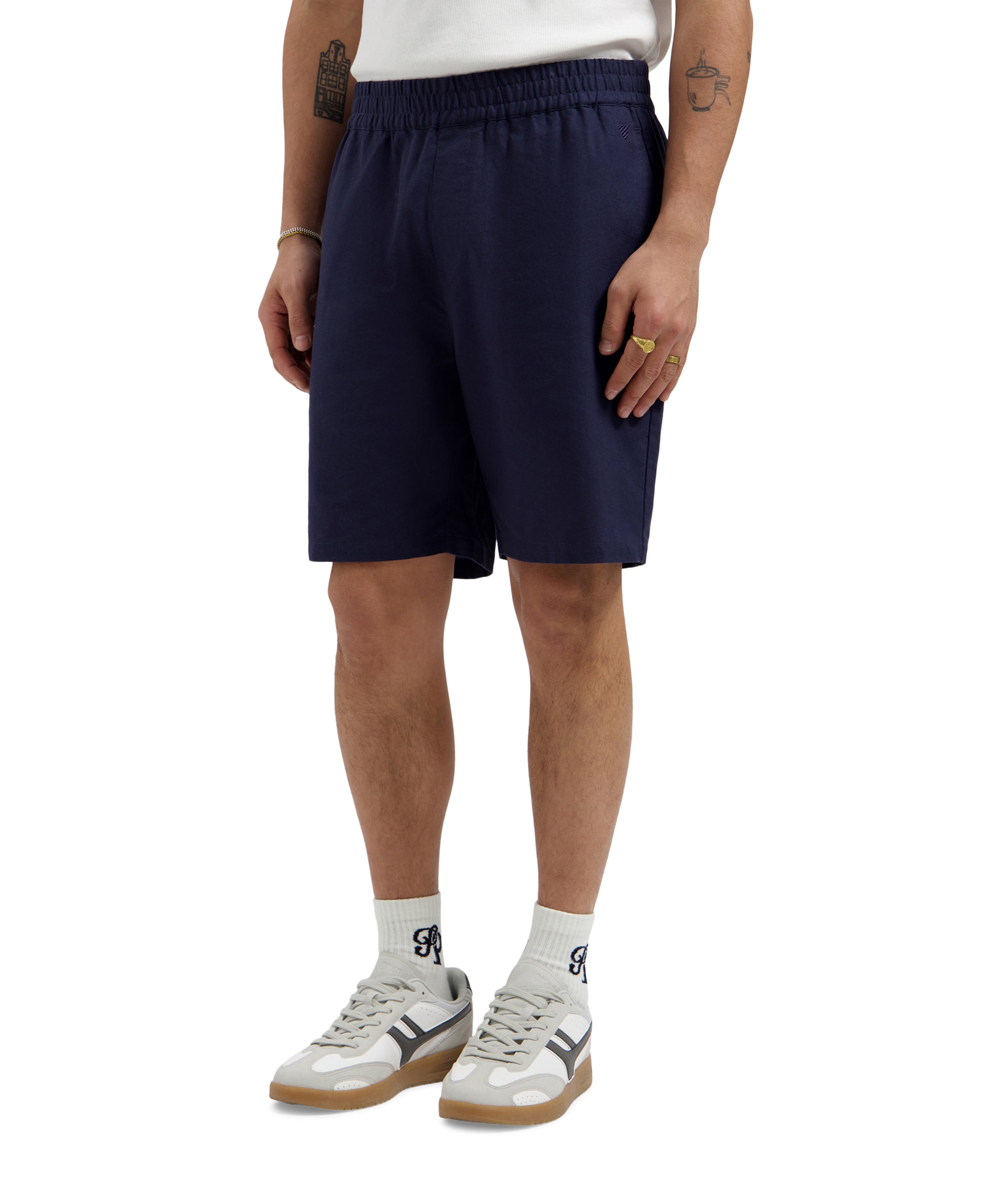 Linnen heren korte broek blauw