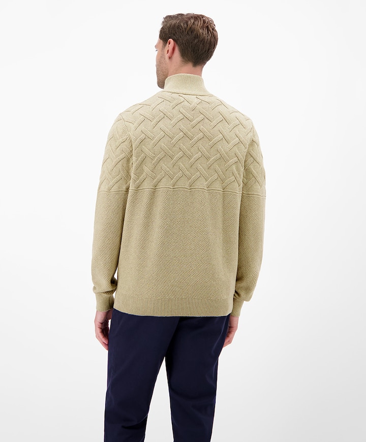 Heren trui met rits beige