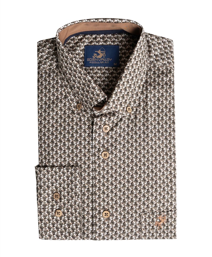 Overhemd lange mouw bruin