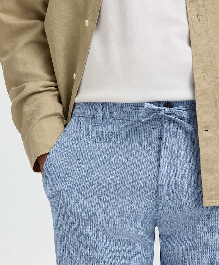 SLHREGULAR-BRODY LINEN SHORTS NOOS heren korte broek blauw