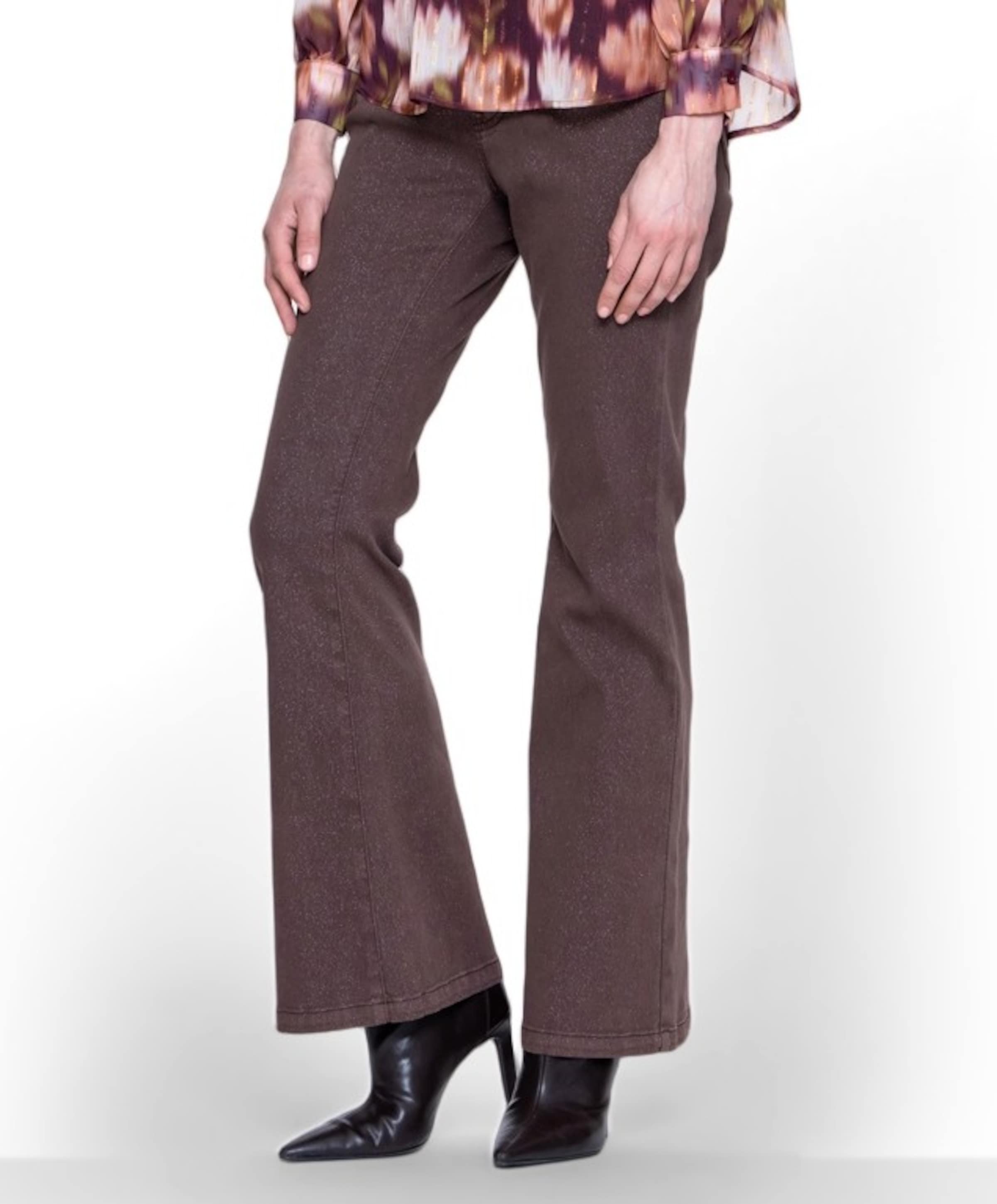 Flair lurex dames jeans bruin