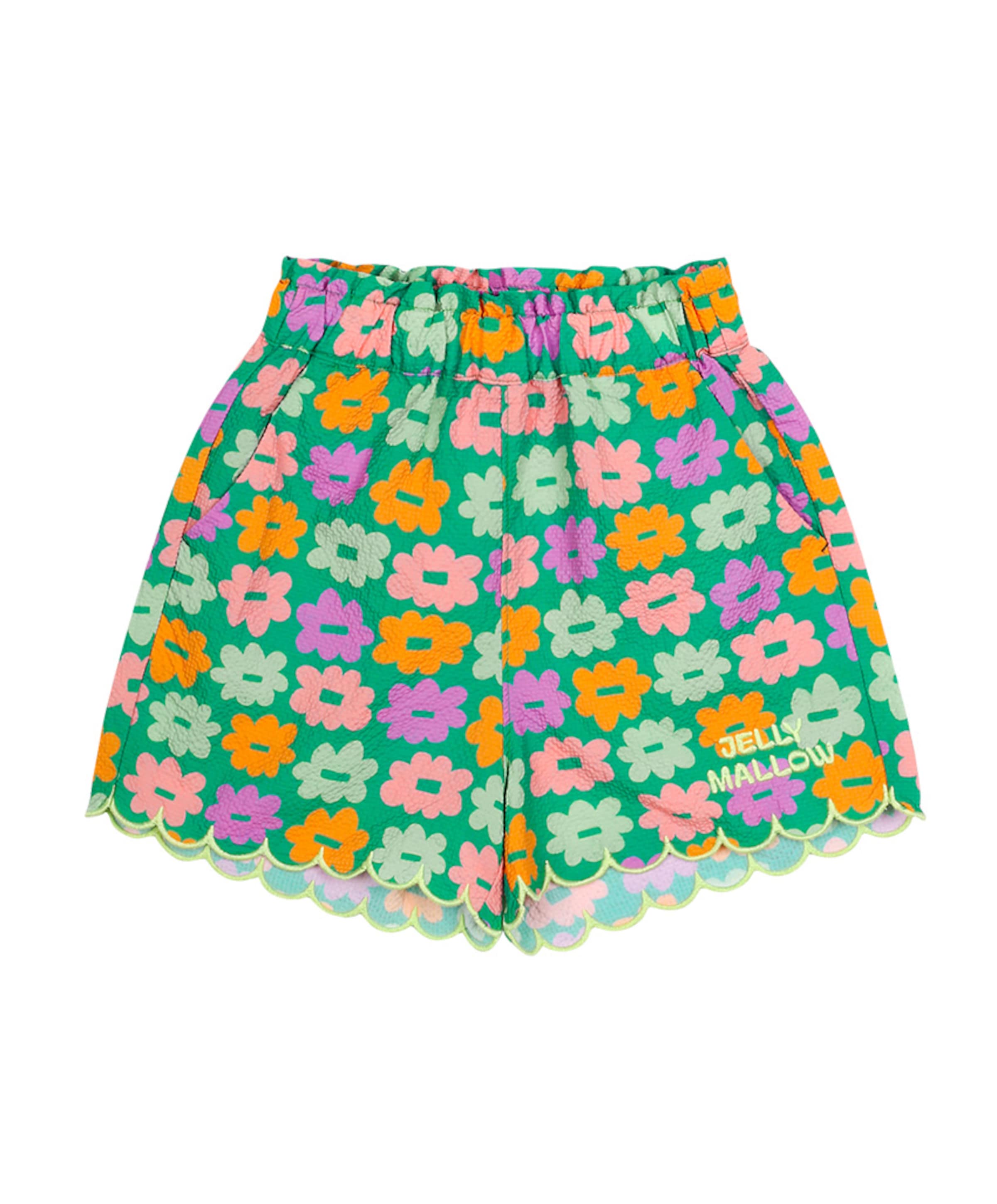 Flower seersucker shorts jongens korte broek groen