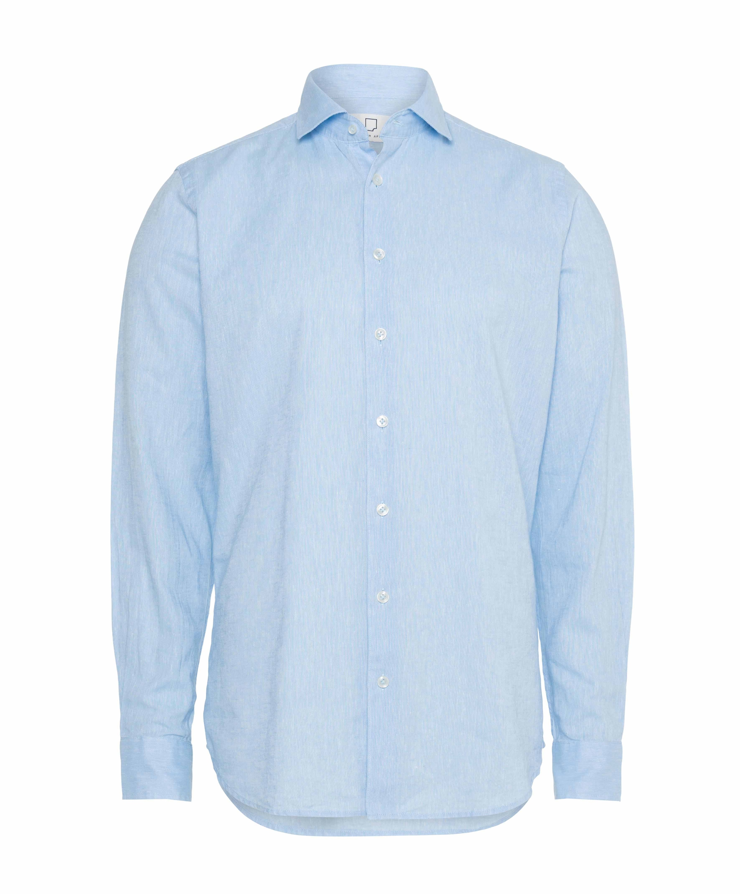 Heren overhemd lange mouw blauw