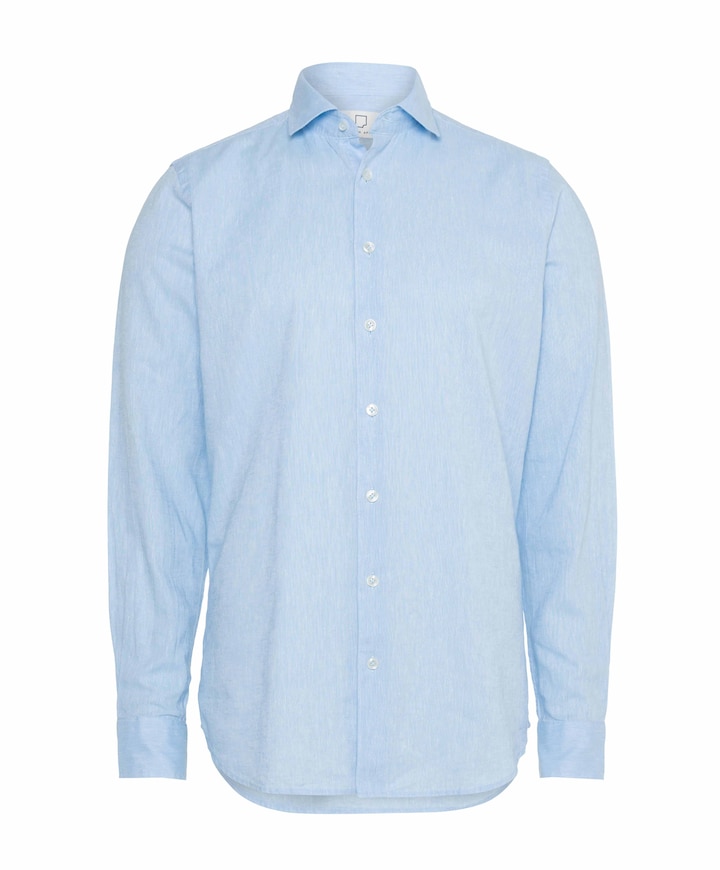 Heren overhemd lange mouw blauw