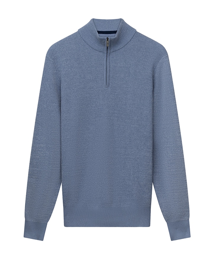 Heren trui met rits blauw