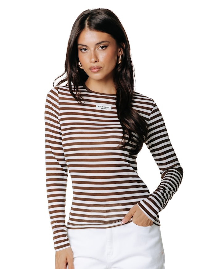 Dames longsleeve bruin