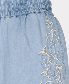 Embroidery chambray dames korte broek blauw