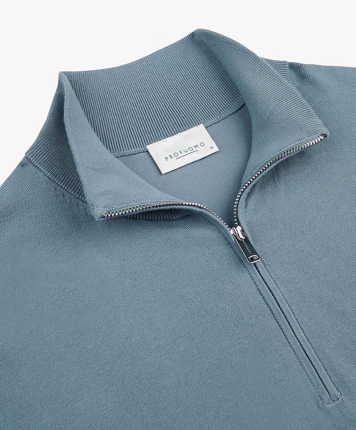 Heren trui met rits blauw