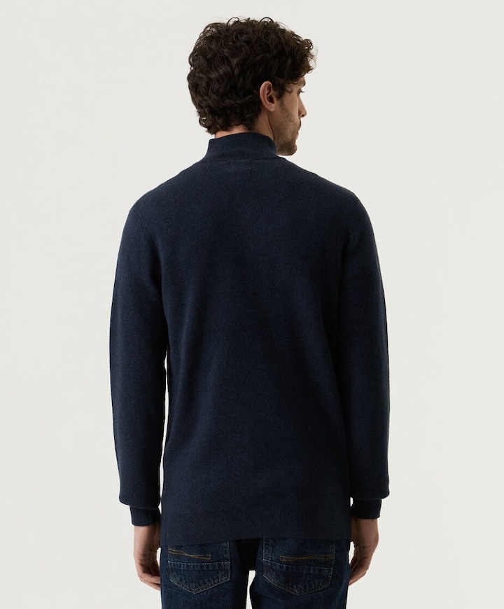 Heren trui met rits blauw