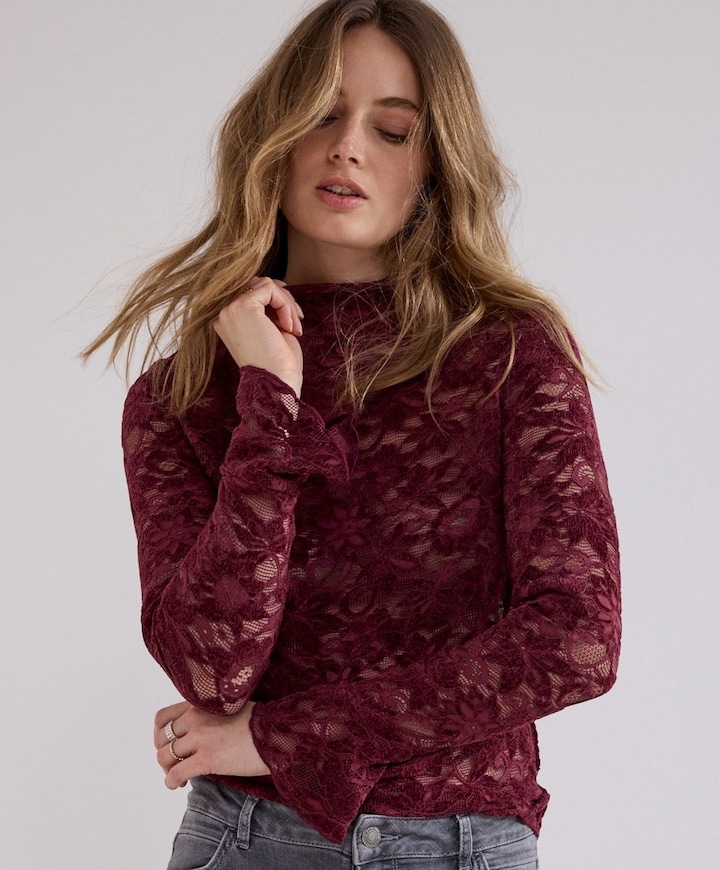 Dames longsleeve bordeaux