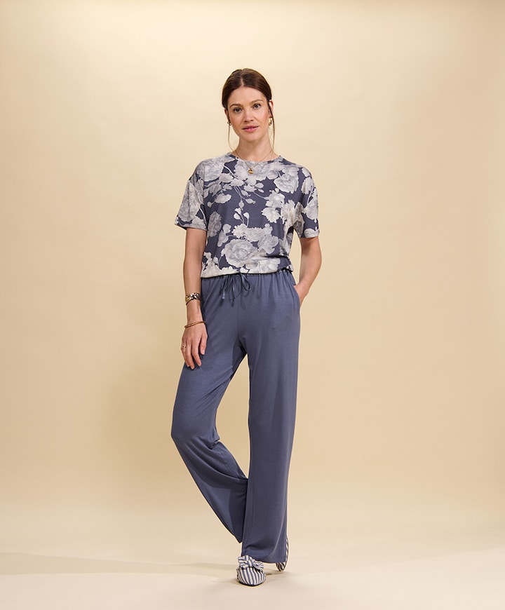 Dames pyjamatop blauw