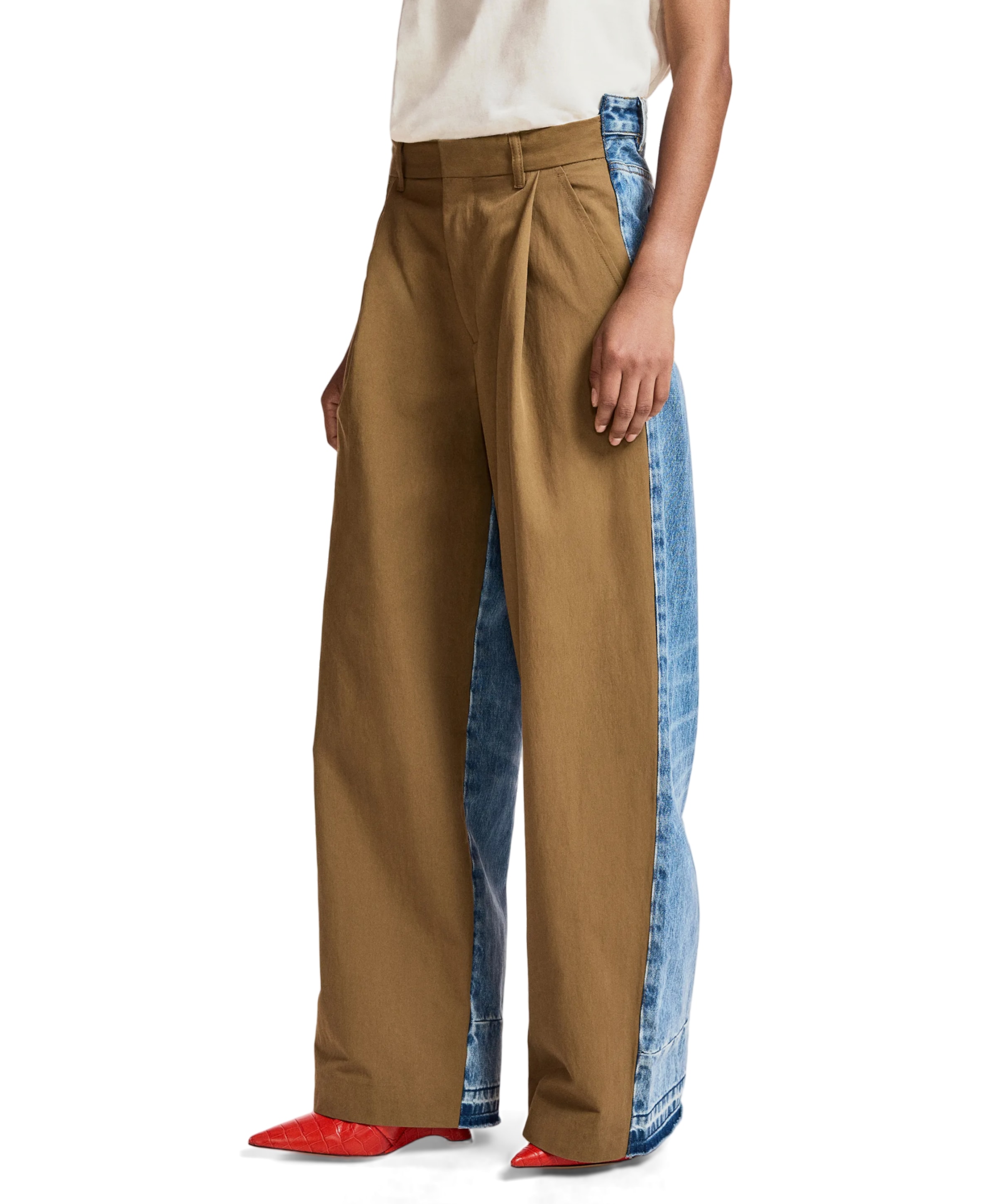 Krisp Fabric Mix Jeans dames jeans beige