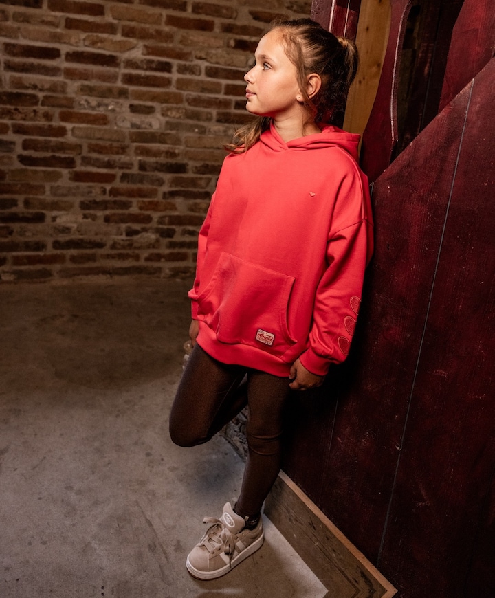Little heart shiny legging meisjes broek bruin
