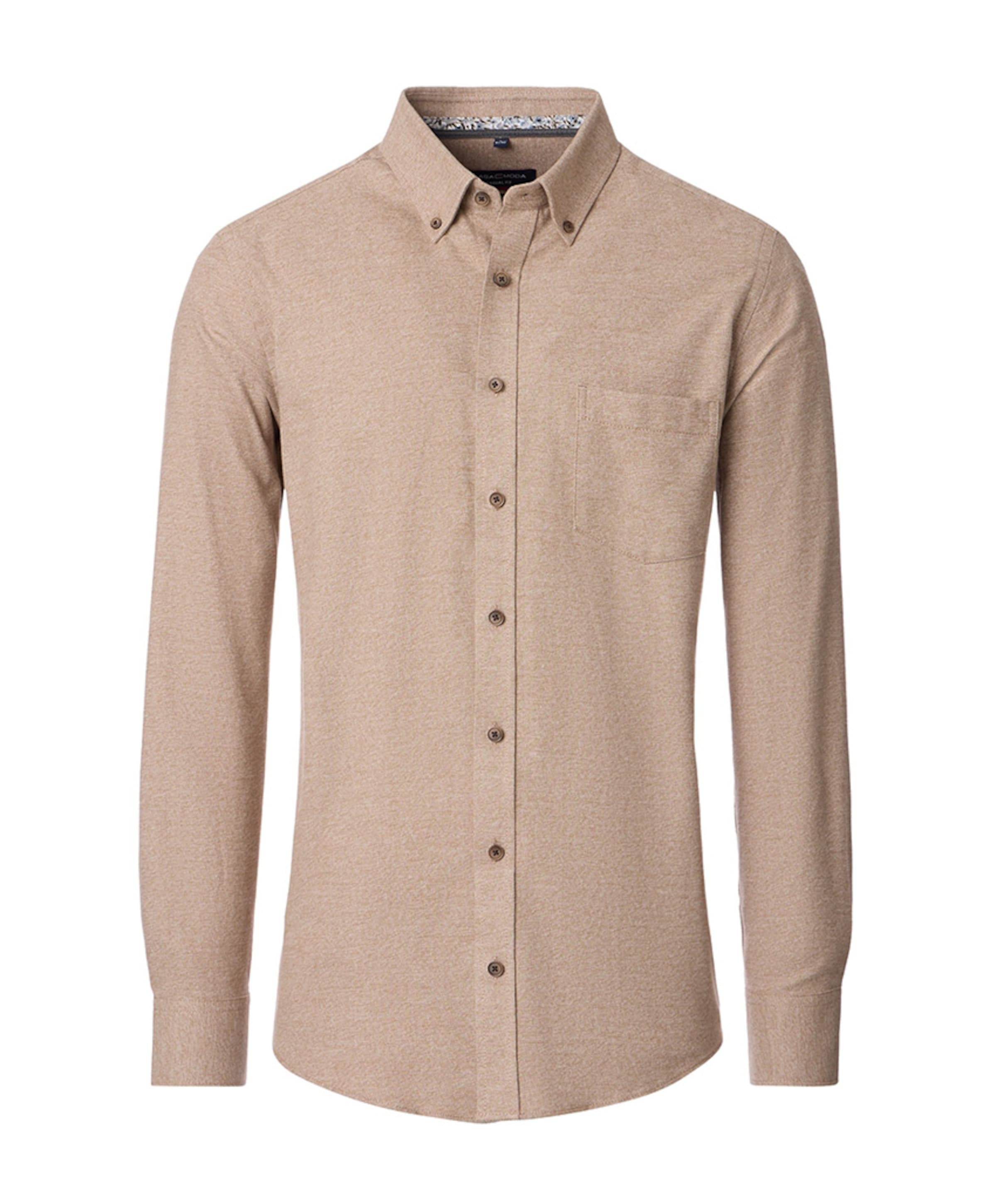 Heren overhemd lange mouw beige