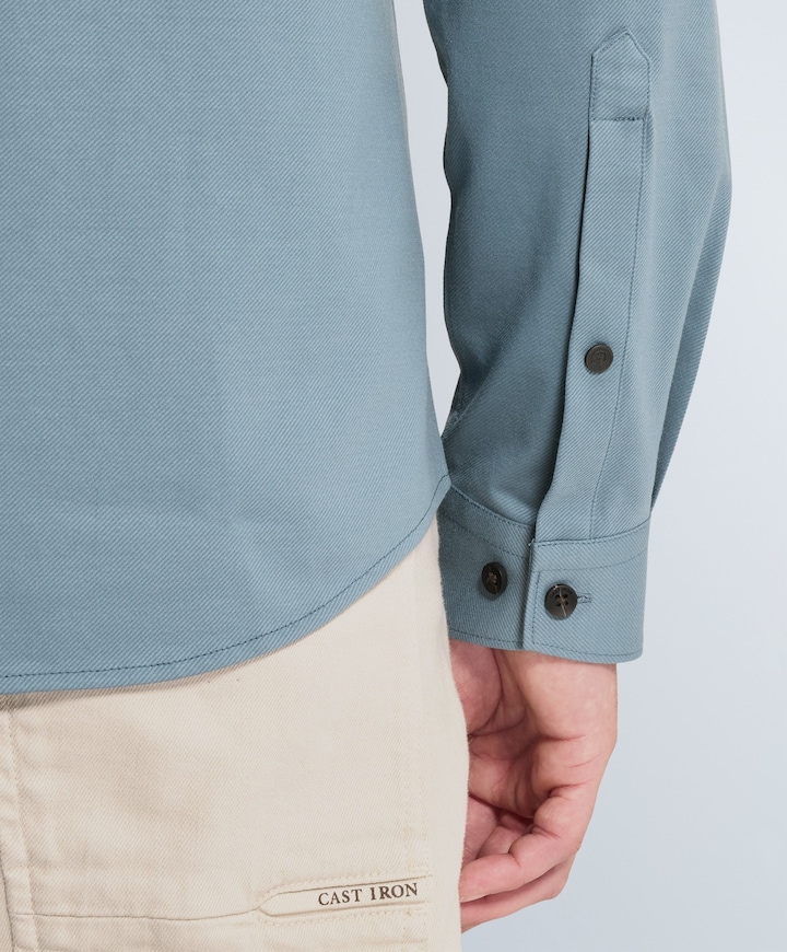 Heren overhemd lange mouw blauw