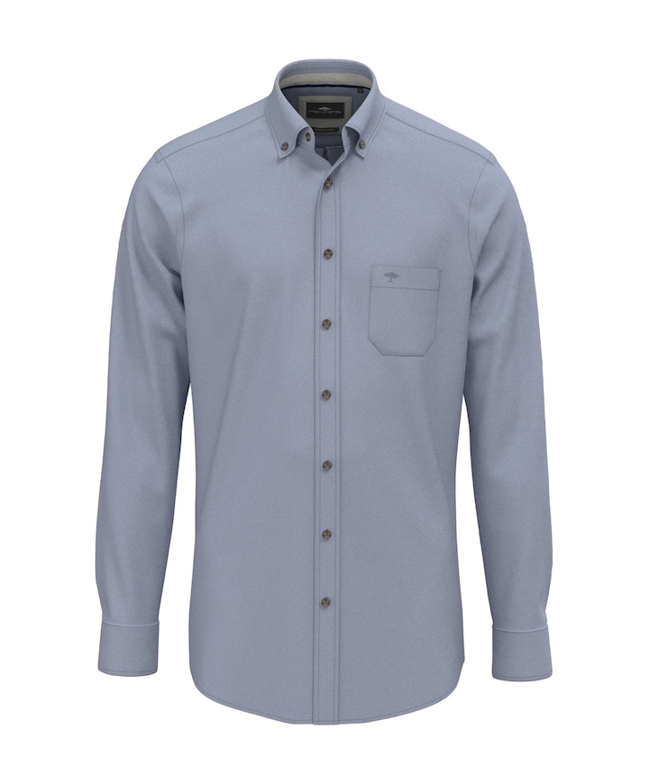 Heren overhemd lange mouw blauw