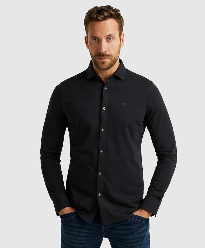 Heren overhemd lange mouw zwart