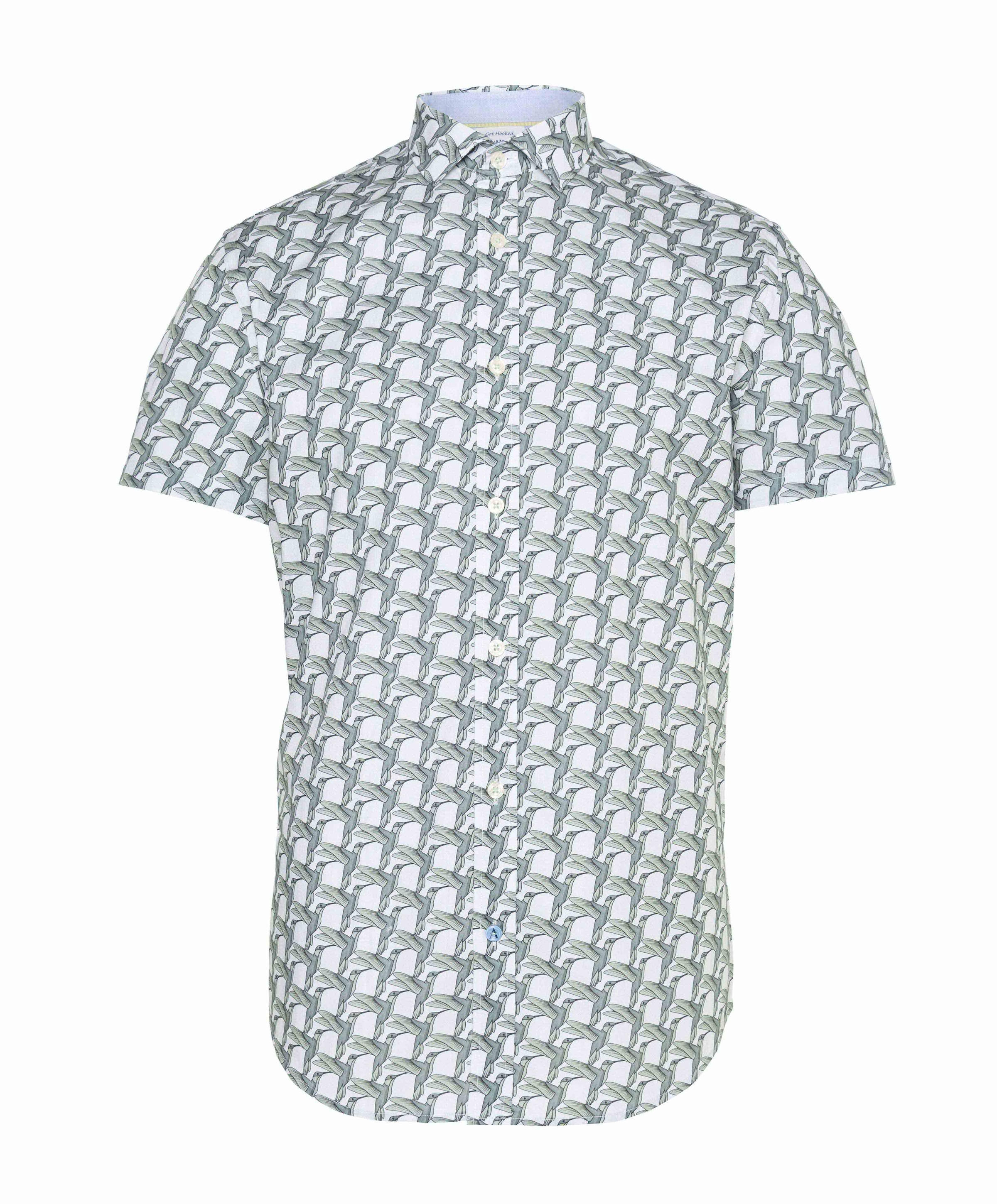 Heren overhemd korte mouw groen