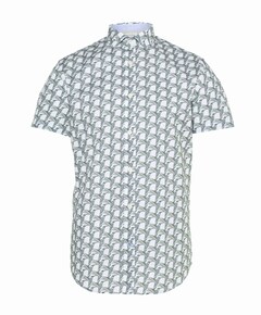 Heren overhemd korte mouw groen