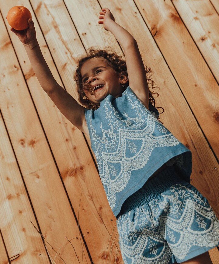 meisjes korte broek blauw