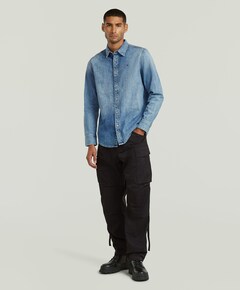 Heren overhemd lange mouw blauw