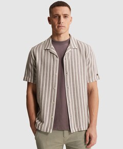 Heren overhemd korte mouw beige