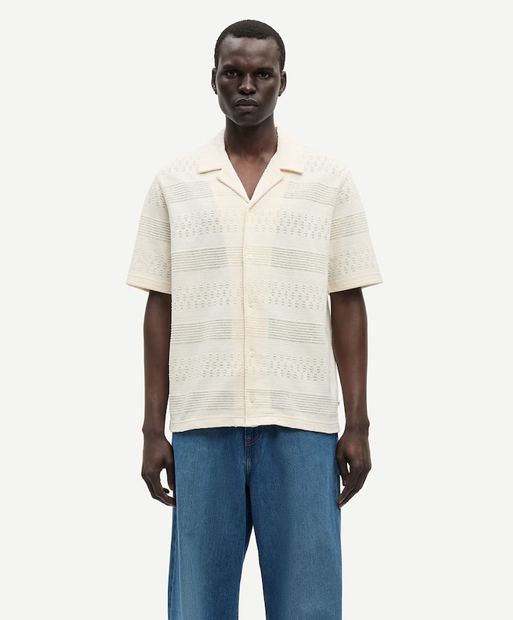 Heren overhemd korte mouw ecru