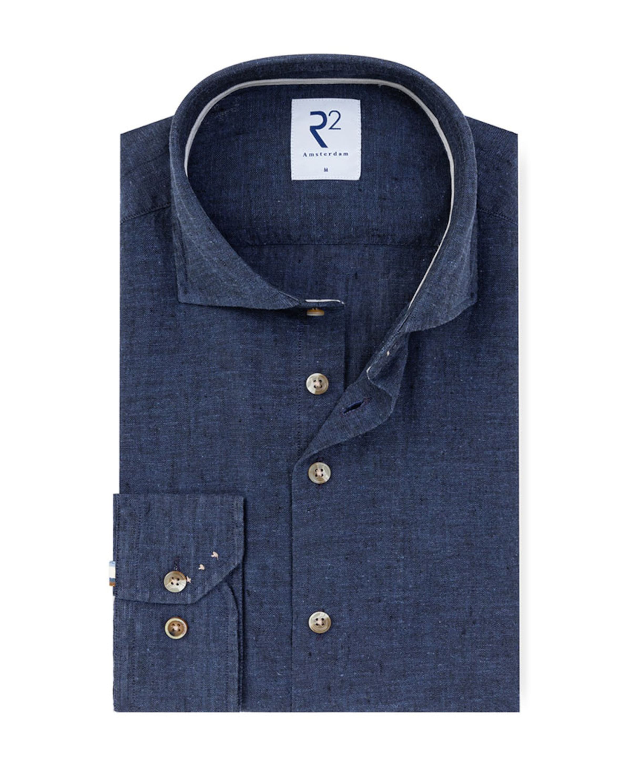 Heren overhemd lange mouw blauw