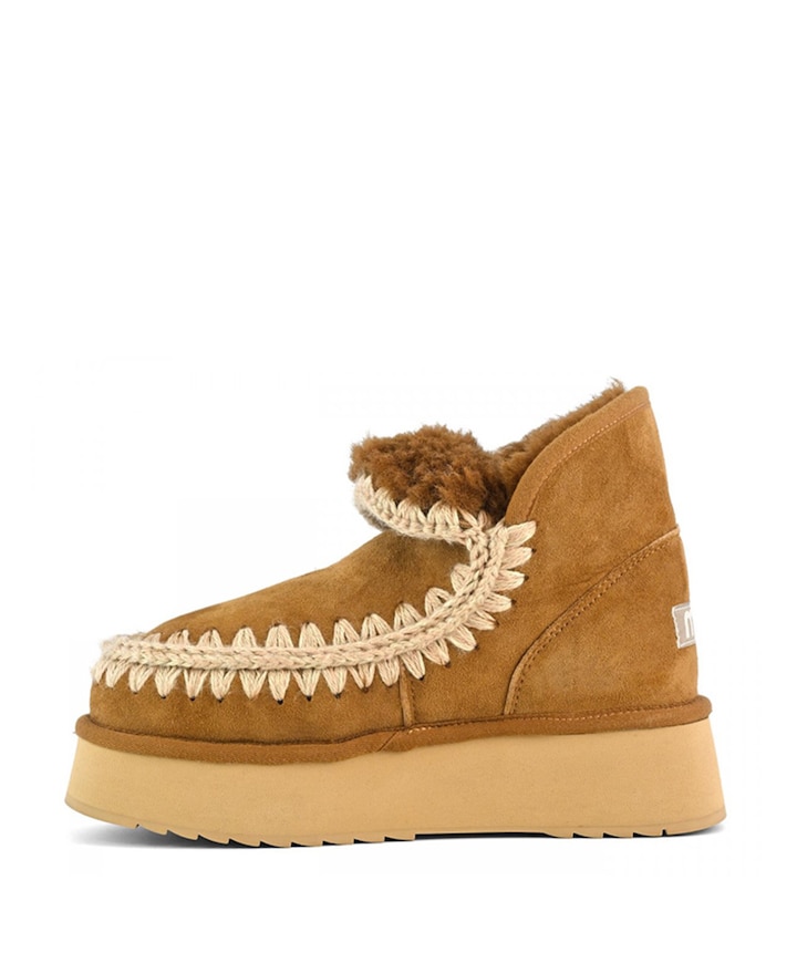 Mini Eskimo Platform Boot dames enkellaarzen bruin