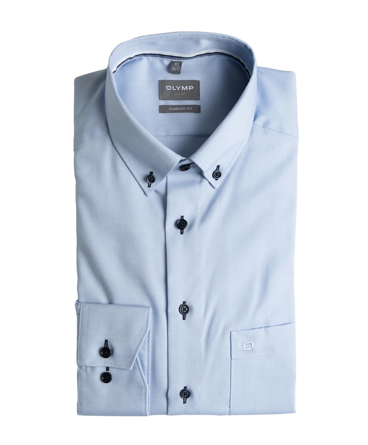 Heren overhemd lange mouw blauw