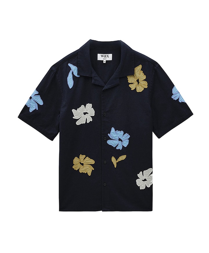 Heren overhemd korte mouw blauw