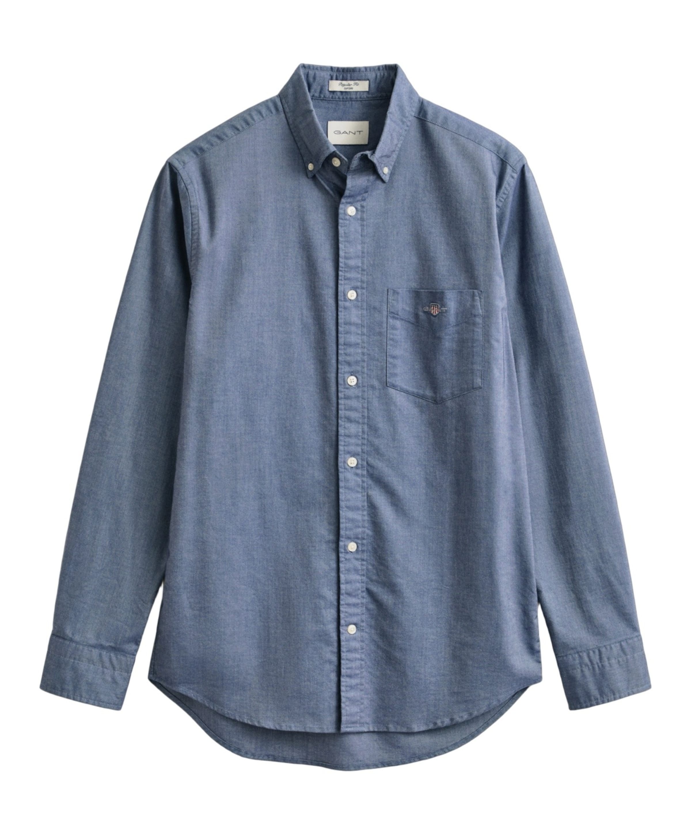 Heren overhemd lange mouw blauw