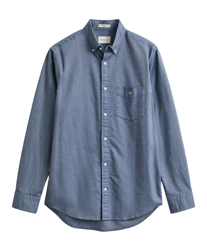 Heren overhemd lange mouw blauw