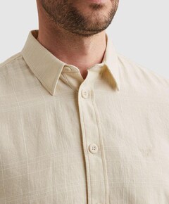 Heren overhemd korte mouw ecru