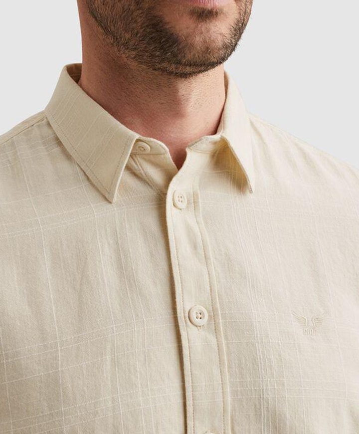 Heren overhemd korte mouw ecru