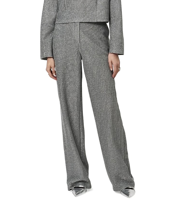 Aremi metallic straight leg broek zilver