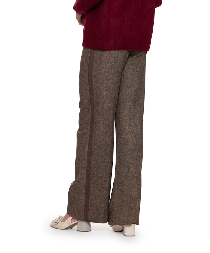 Tweed tape broek bruin