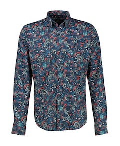 Heren overhemd lange mouw blauw