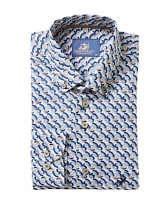 Heren overhemd lange mouw blauw