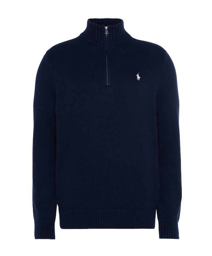 Heren trui met rits blauw