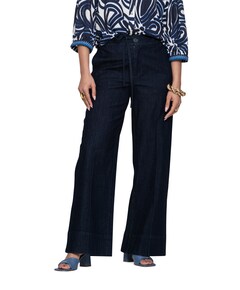 Jeans wide elastic waist dames jeans blauw
