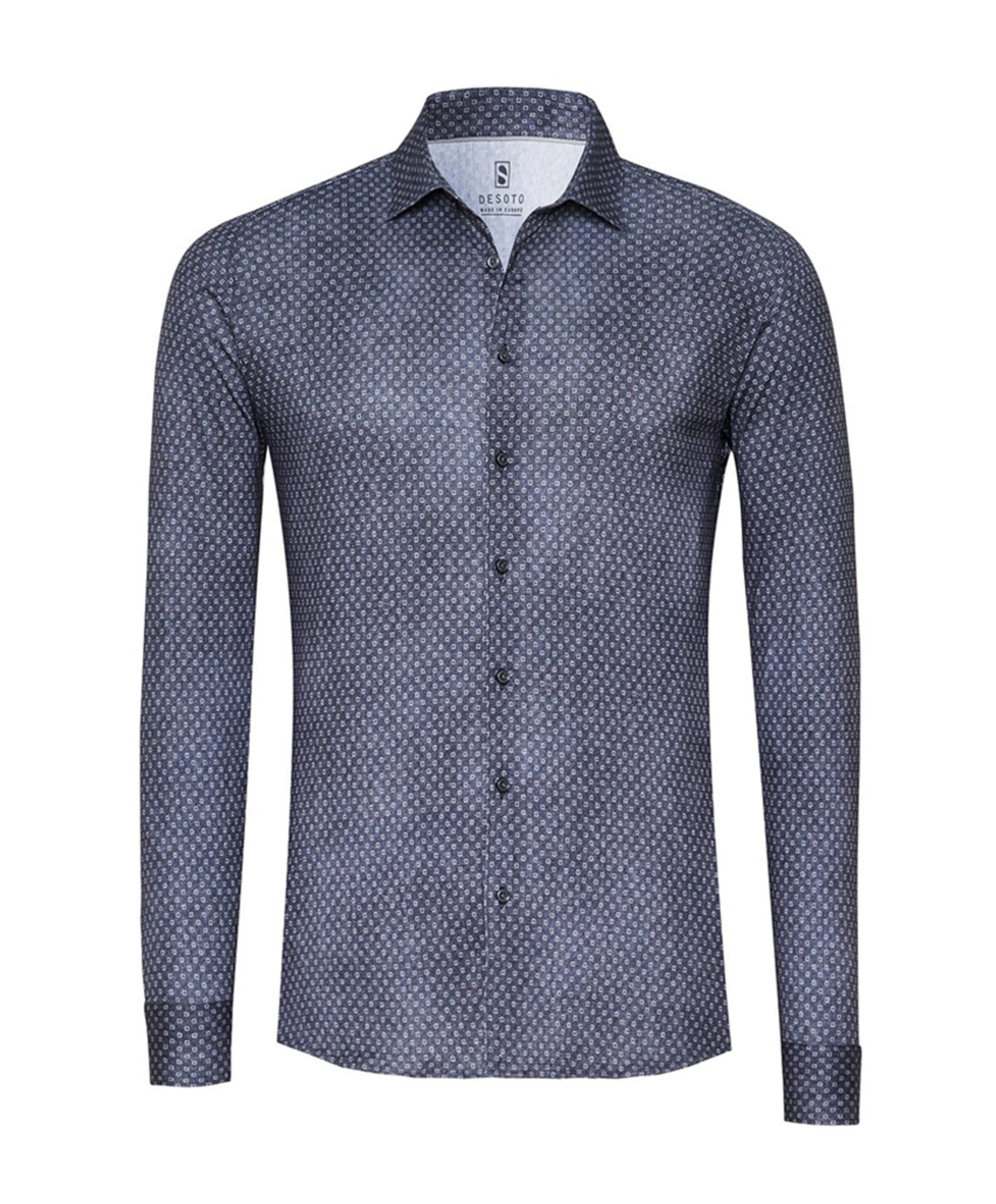 Heren overhemd lange mouw blauw