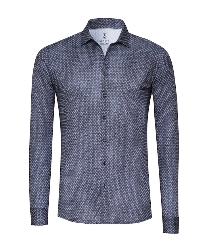 Heren overhemd lange mouw blauw