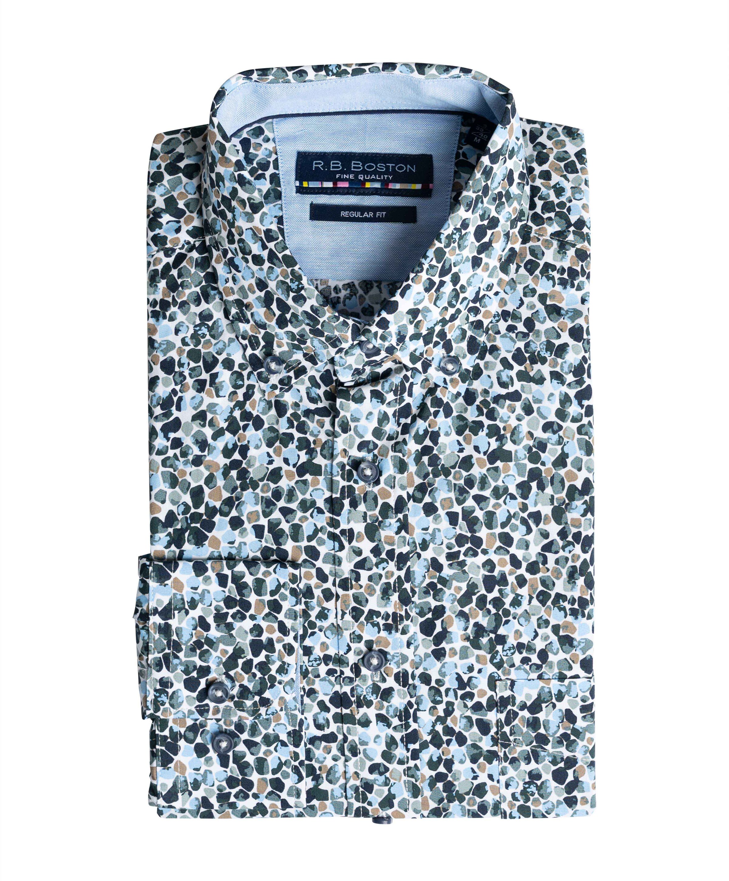 Heren overhemd lange mouw groen