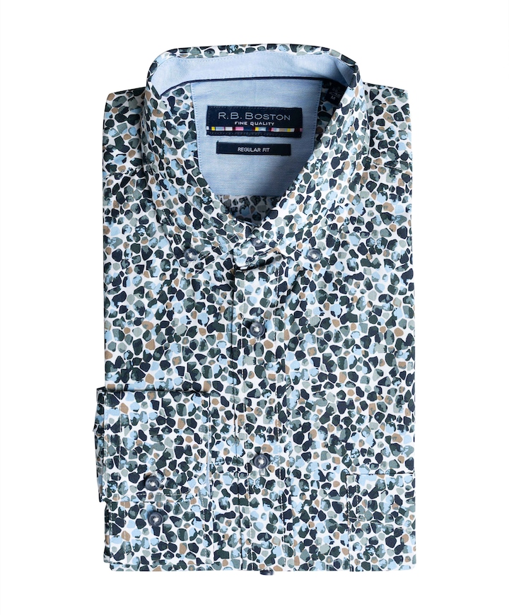 Heren overhemd lange mouw groen