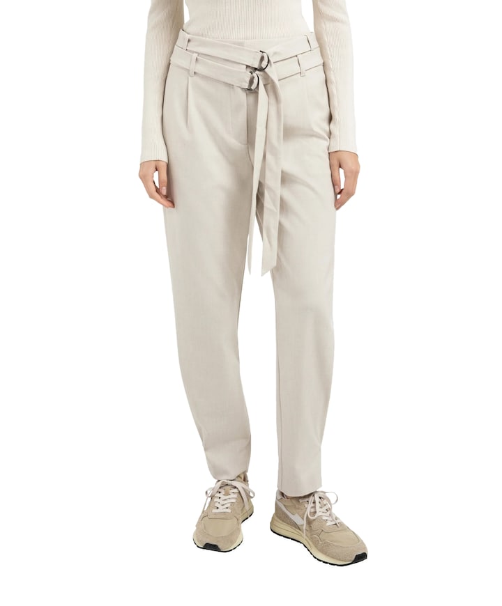 Broek met dubbele riem dames broek beige