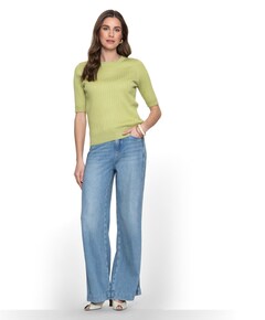 Wide soft wash dames jeans blauw